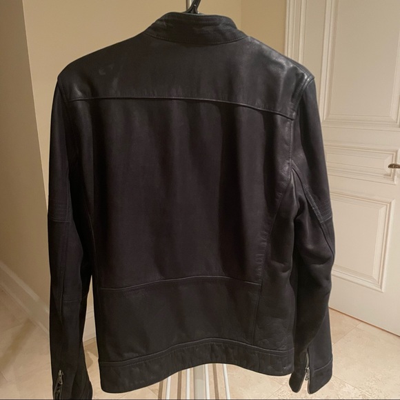 7 For All Mankind Black Leather Bomber - Picture 3 of 7